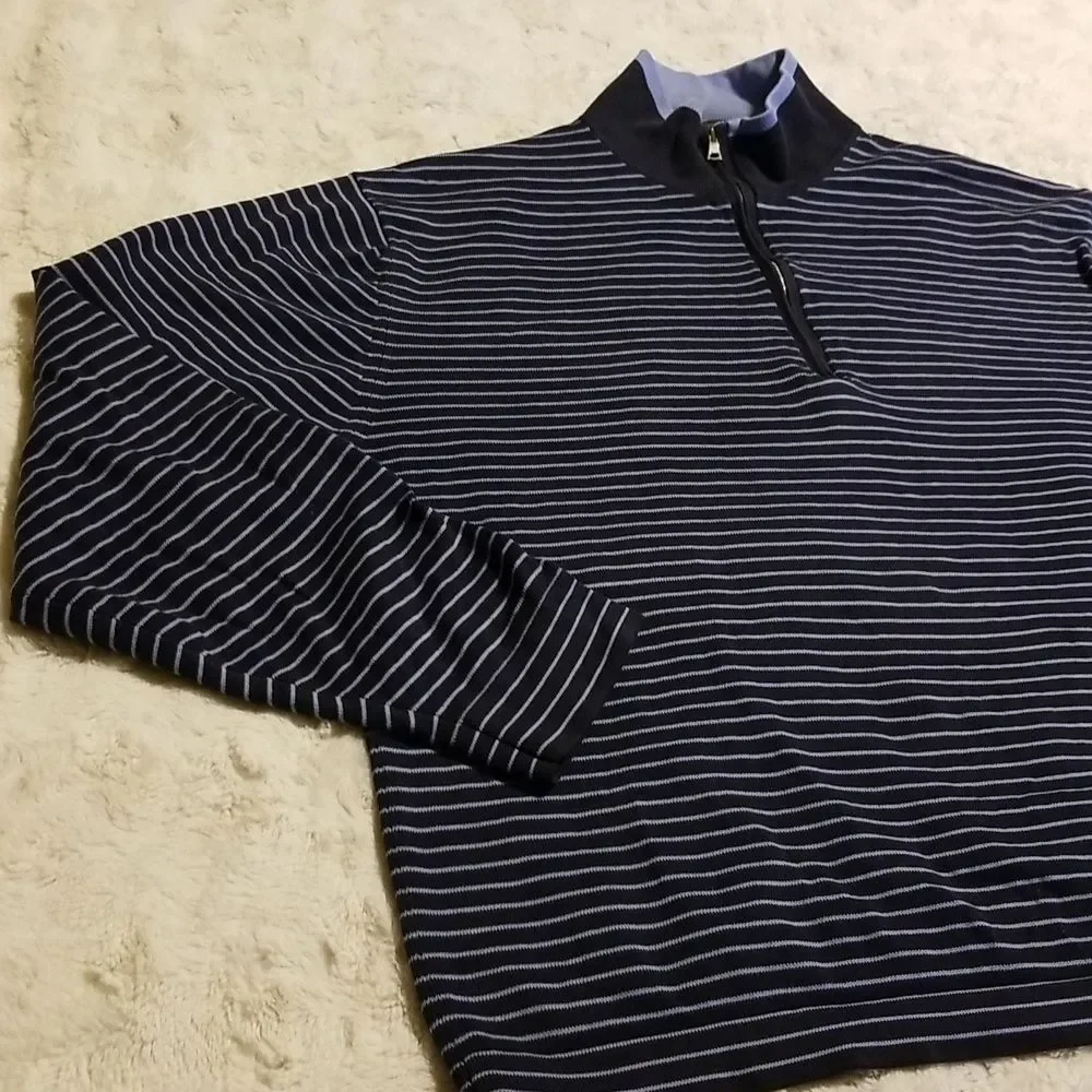 Banana Republic Pullover Sweater Mens XL Stretch Pima Cotton Striped